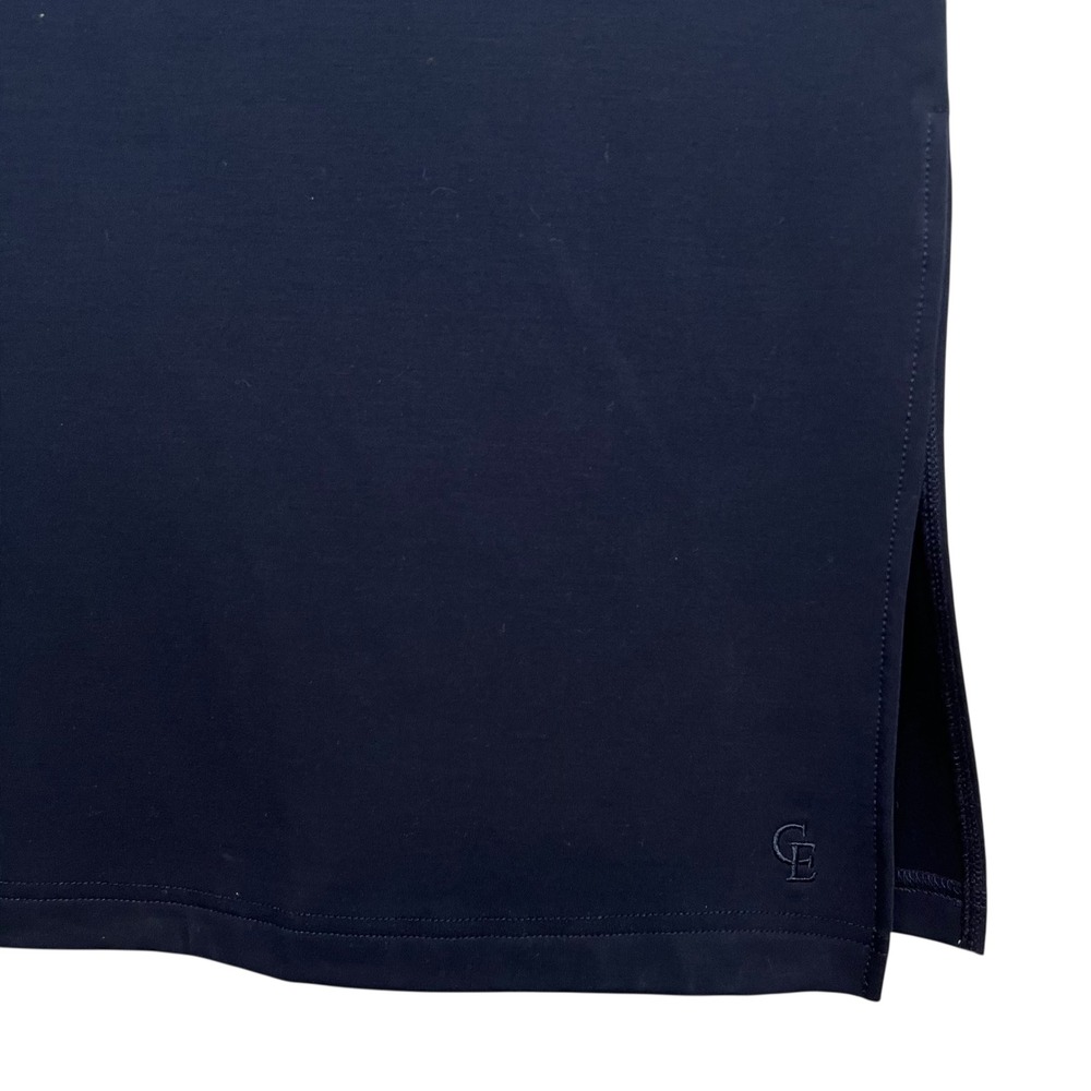 Cozy Earth Brushed Bamboo Short Sleeve Midi Slit Dress in Navy Pockets SZ L - Picture 7 of 13